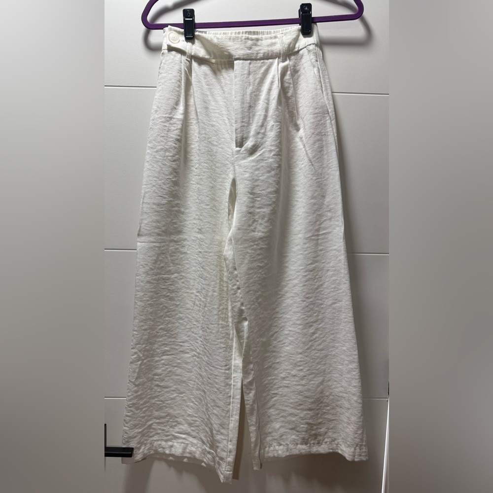 stradivarius Cream wide leg trousers